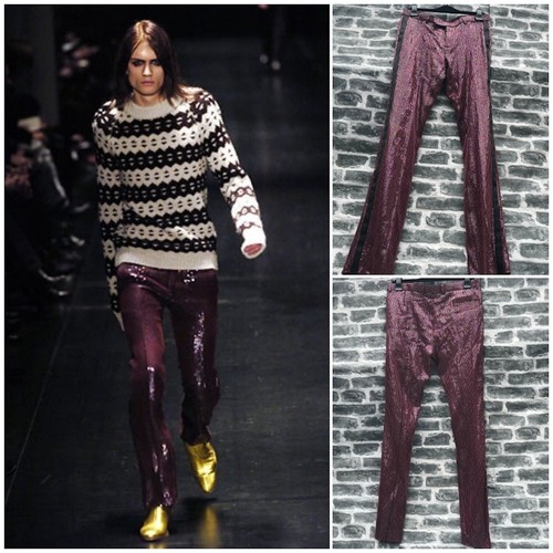UltraRare & Gorgeous Dior Homme AW05 Glam Rock Purple Sequined Silk Tuxedo Suit - Picture 6 of 12