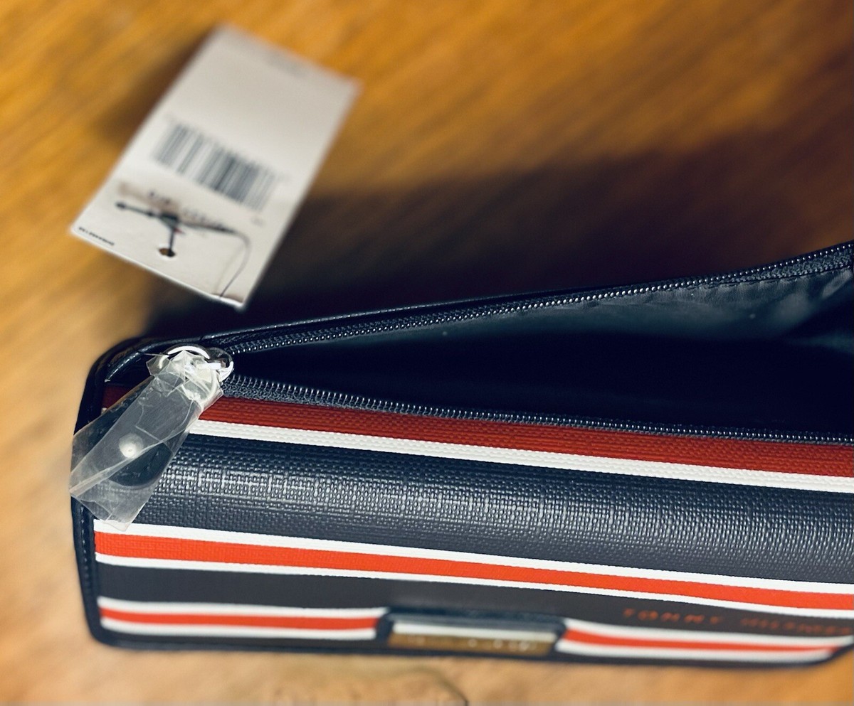 Red White & Blue Striped Tommy Hilfiger Faux Leather Wallet  