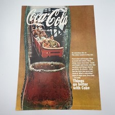 Coca Cola 1968 Vintage Print Ad rollercoaster big bottle soda coke
