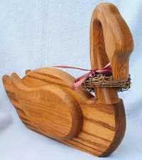 Handmade Handcrafted Solid Oak Wooden Swan ~ Swivel Head & Neck