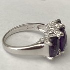 Amethyst Three Stone Sterling Silver Butterfly Pronged Size 5.75 Ring 3.7g — photo 4