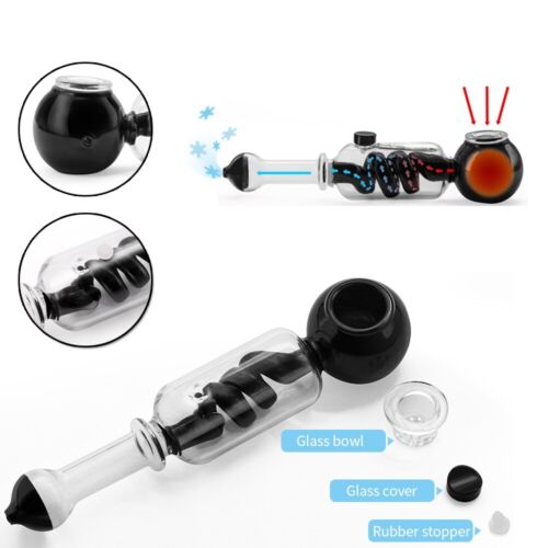 EE. UU. 8 pulgadas bobina congelable pipa para fumar tabaco tazón pipas de mano de vidrio bong - Imagen 2 de 6