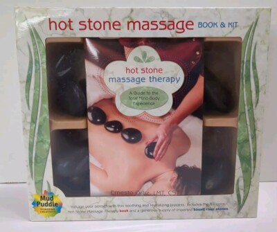 Hot Stone Massage Therapy Book & Kit Relaxation Basalt River Stones Mud Puddle