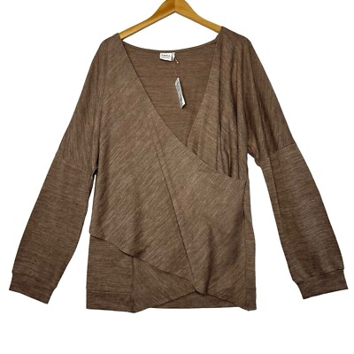 Simple Suzanne Betro Heather Tan Surplice Wrap Top Womens 2X New U0602580
