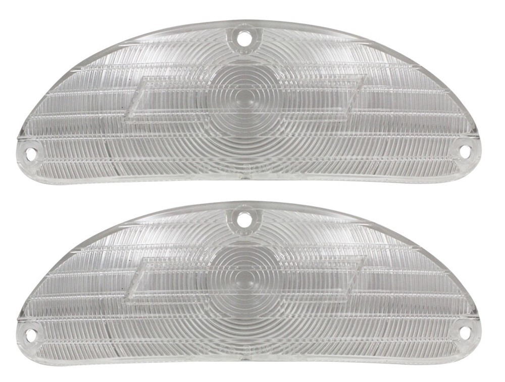NEW Clear Bowtie Parking Light Lens Pair / For 1955 Chevy