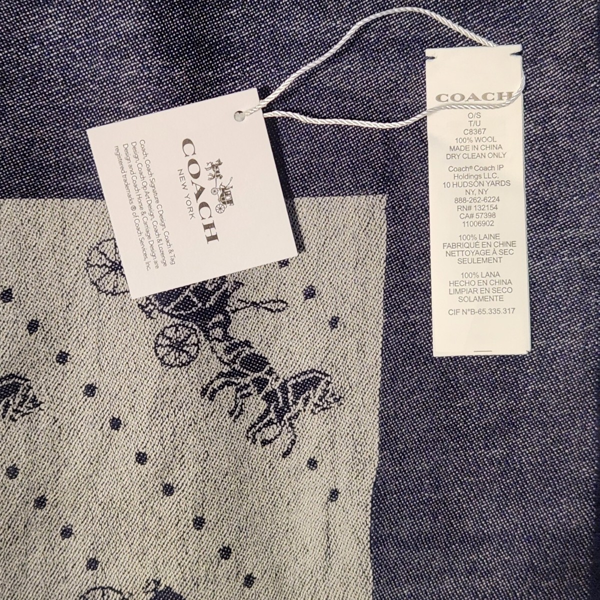 Coach Varsity Sport Wool Navy Scarf | Horse and Carriage Dot | eBay