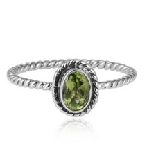 Peridot Gemstone Handmade Oxidized 925 Silver Ring Antique Look Jewelry