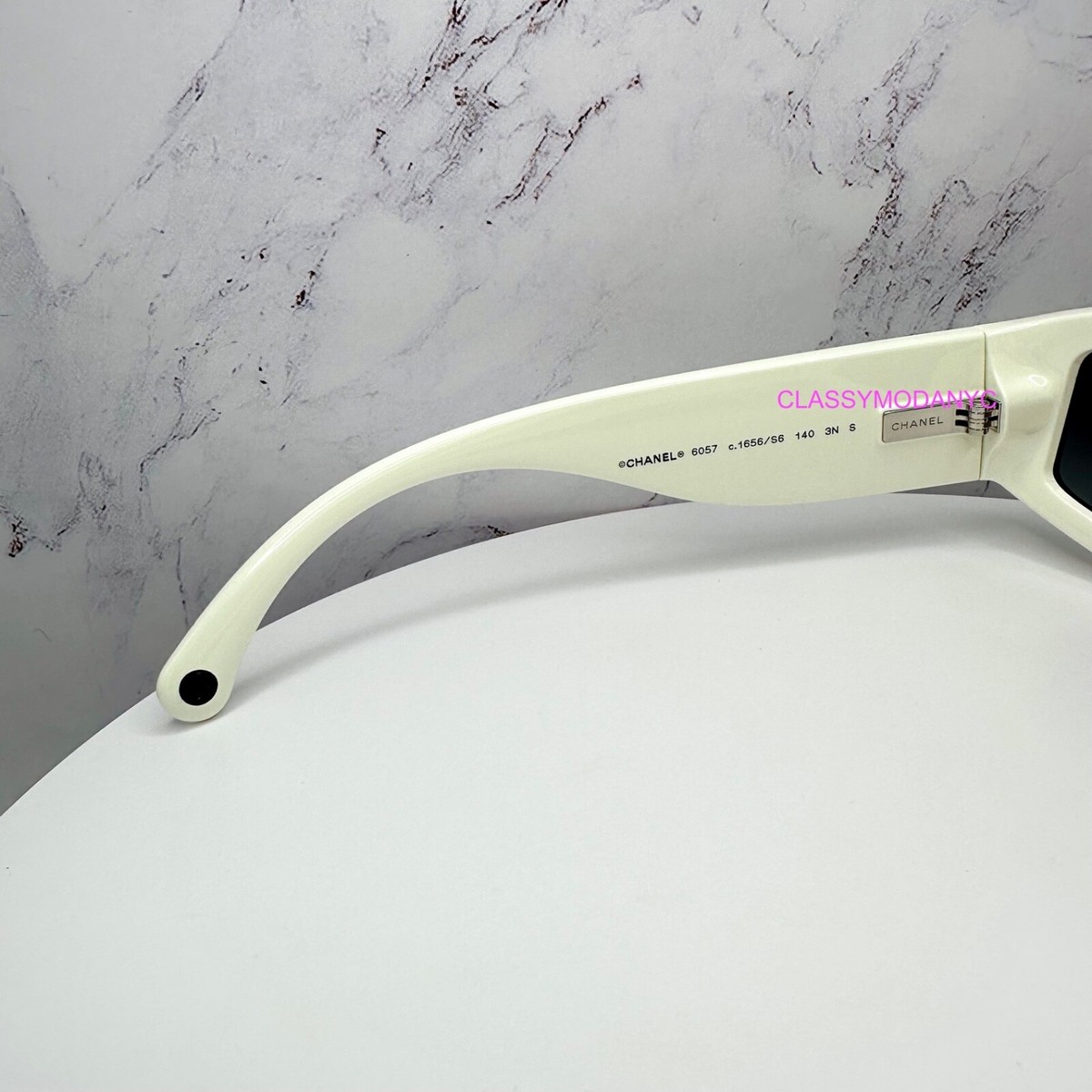 CHANEL Sunglasses Black CH6057 1656/S6 Wrap White CC Gradient Lens