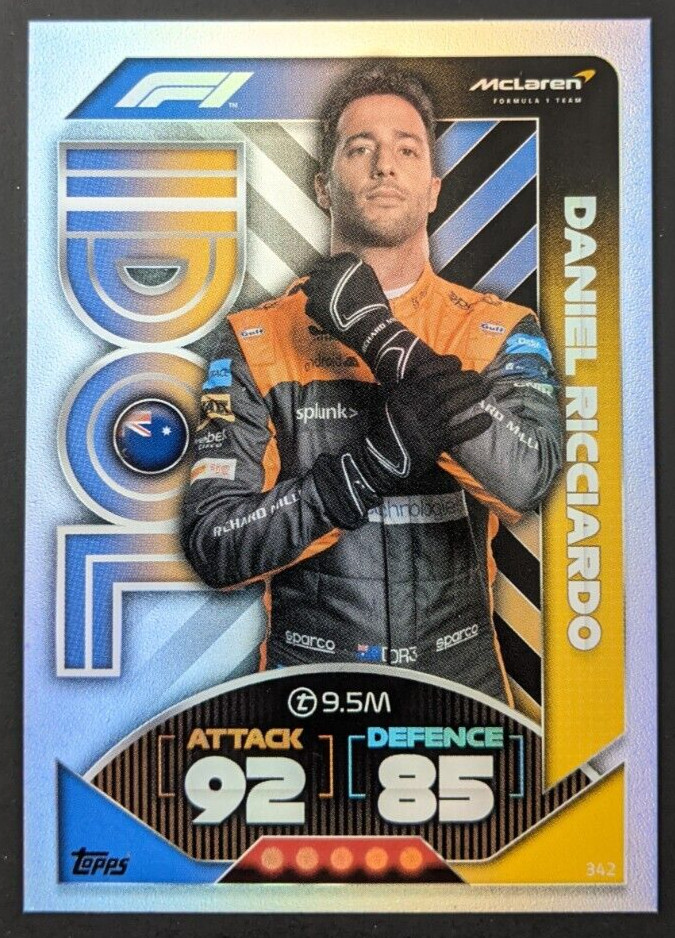 Daniel Ricciardo #342 Idol 2022 Topps Turbo Attax F1 Foil Formula 1 Card Game