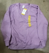 NWT Members Mark Cozy Vneck Sweatshirt Purple Small