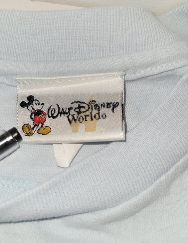 RARE 90s Walt Disney World T-shirt Double Sided Graphics Cotton Lt. Blue USA Lrg - Picture 5 of 21