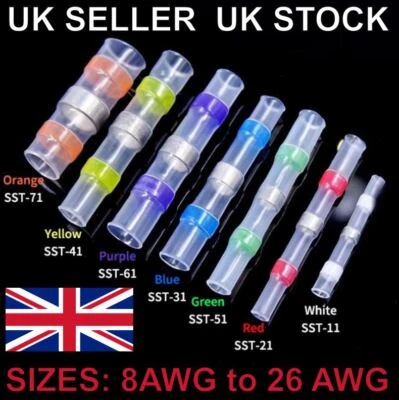 CELCAPZ Solder Sleeve Heat Shrink Seal Electric Butt Wire Connectors Waterproof UK Stock