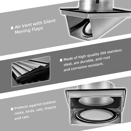 4" / 6" Outdoor Cowled External Extractor Fan Dryer Vent Cover Stainless Steel - Picture 2 of 11