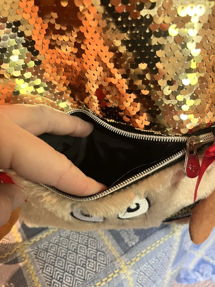 Justice рюкзак блестки золотой гринч нечеткий редкая трудно найти без ярлыков отличной формы - Изображение 4 из 4