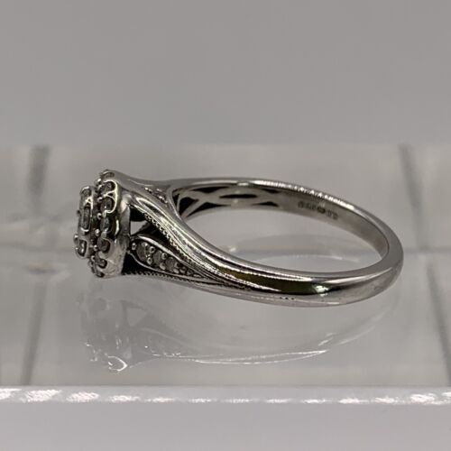 Diamond .335ct Tiered Cluster Shoulder Accent Ring 9ct 9k White Gold - Size L - Picture 10 of 12