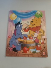 Vintage Wooden Puzzle Winnie The Pooh Eeyore Piglet Bobbing For Apples