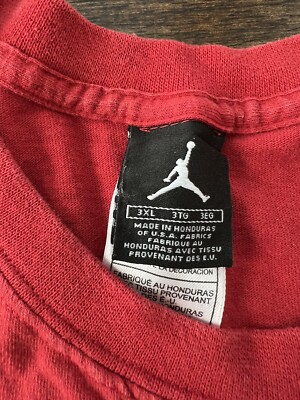 ヴィンテージAIR JORDAN Tシャツ 赤　 made in USA Vintage Jordan Shirt Adult XL Nike Red White Jump Man Cotton
