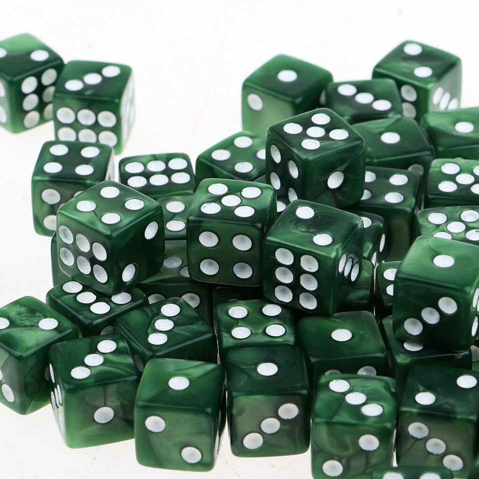 Pack of 50 Acrylic Dices D6 Six Sided Dice Party Game Casino Supplies Green - Image 4 of 4
