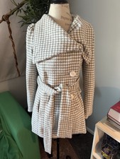 Coat Size Medium Made With Love Gray White Checkered Lovestitch Peacoat