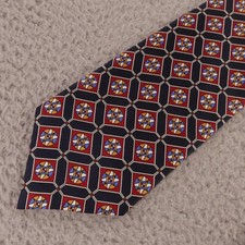 Boston Traders Tie Blue Red Yellow Abstract 100% Silk Made in USA 3.75"