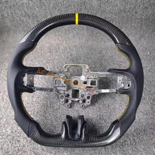 Carbon Fiber Black Leather Yellow Center Strip Steering Wheel For Ford Mustang Carbon Fiber Black Leather Yellow Center Strip Steering Wheel For Ford Mustang