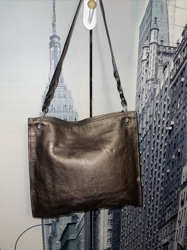 Brighton Bronze Leather Embossed Flower Tassel Shoulder Bag Purse - Picture 7 of 10