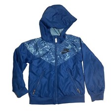 Nike Boy  s Full Zip Hooded Blue Camo Jacket - Size 5