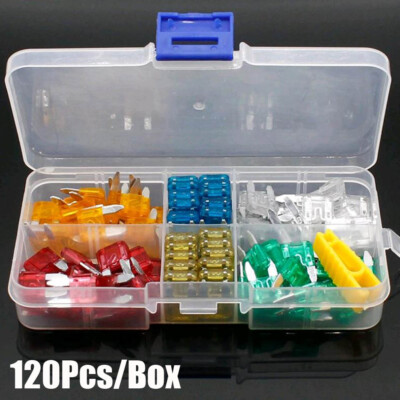 120pcs/Boxl Mini Blade Fuses Boxed Assorted Car Fuse Set 5 10 15 20 25 30A 