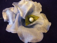 Vintage Millinery Flower Organdy Satin G31 Blue Frilly