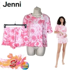 NWT Jenni S Lettuce-Edge Printed Shorts Pajama Set Tiedye Pink 100121084MS