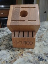 Cutco 10 Slot Solid Oak Knife Block Holds 9 Knives + Sharpener Hole Made in USA