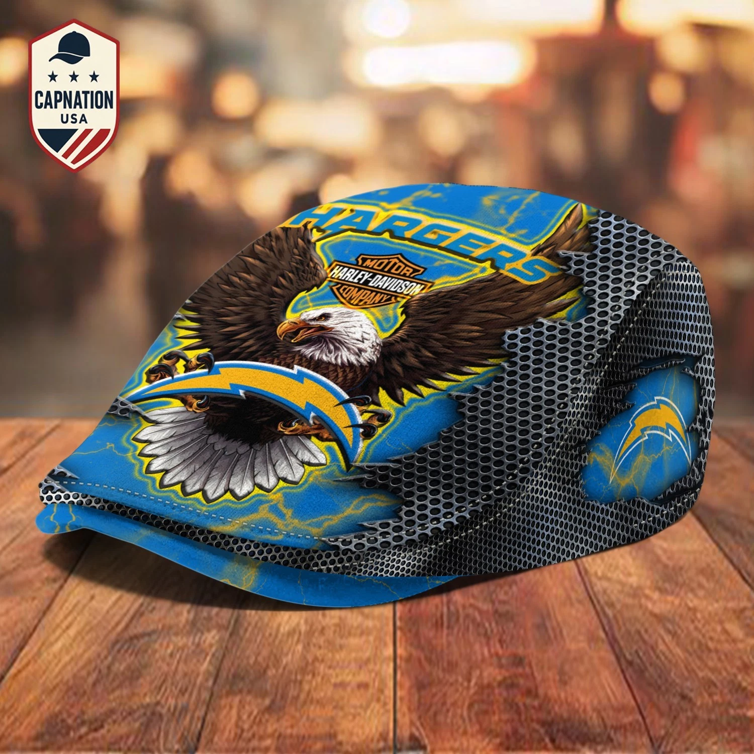 Los-Angeles-Chargers Jeff Cap H davidson Jeff Cap football Newsboy Cap Flat