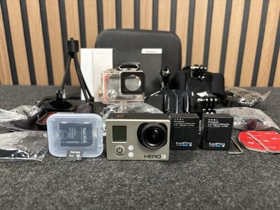 GoPro HERO3 Action Camera Silver w/ 3 Batteries, 16GB SD, Accessories - TESTED