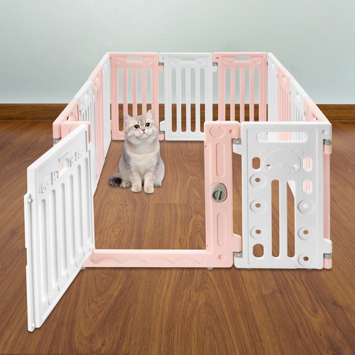 Parque infantil cerca 11 paneles para mascotas perros 25,6"" altura ejercicio con puerta interior - Imagen 17 de 19