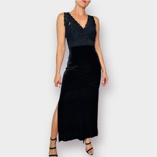 Y2K One Up Black Lace and Velour Gown Size 6