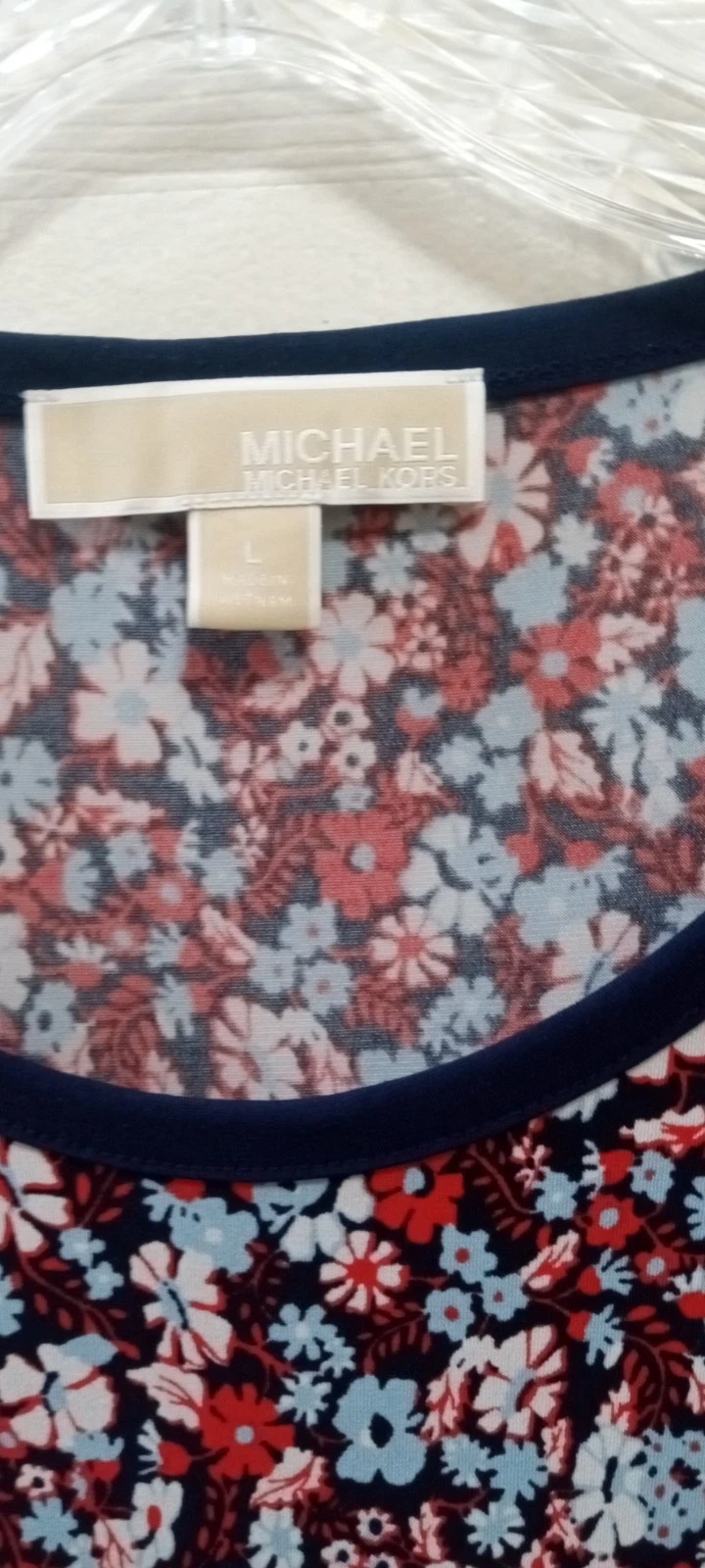 Abito tubino donna Michael Kors floreale taglia L casual rosso blu estivo leggero