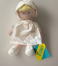 Vintage 80s Eden Rag Doll NWT Country Prairie Calico Rosebud Print Cloth Doll