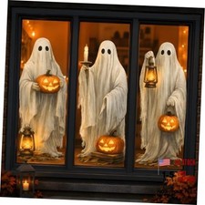Halloween Decorations - Ghost Window Clings for Halloween Party - White Orange