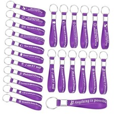 24 Pcs Keychains Bulk  Silicone Motivational Key Chains, Inspirational Purple