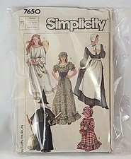 Vtg Simplicity 7650 Size Petite 6-8 Uncut Costumes 1986 Angel, Witch, Peasant
