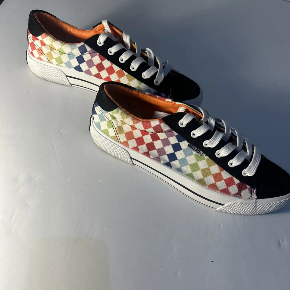 Mudd Brand Checkerboard Rainbow Poppy-O Zapatillas Patinadoras Para Mujer Talla 11 Zapato Foto 3 de 4