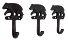 3 PCS 5 Inch Rustic Black Bear Cast Iron Decorative Wall Coat & Hat Hooks