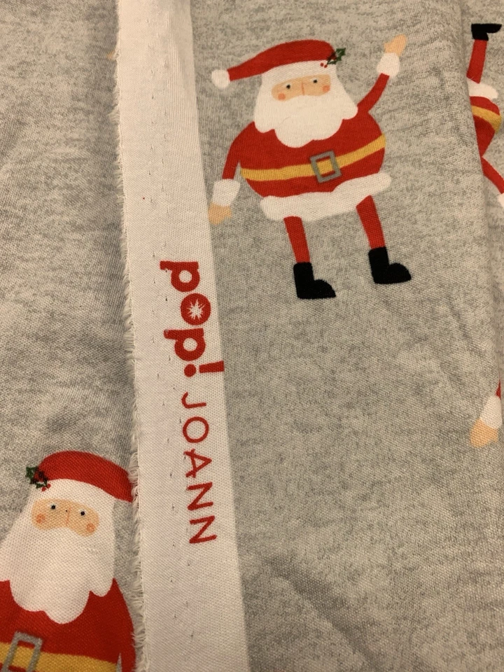 Santa Claus Interlock Pop Jersey Knit Gray Fabric 70”x60” FREE SHIPPING - Image 4 of 4