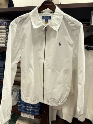 Polo Ralph Lauren Bayport Poplin Full Zip Jacket White Pony Logo 