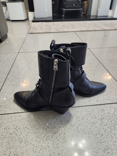 ALL SAINTS Leather Boots Black Heeled UK 7, 40 Straps Katy £248 worn once - Picture 2 of 8