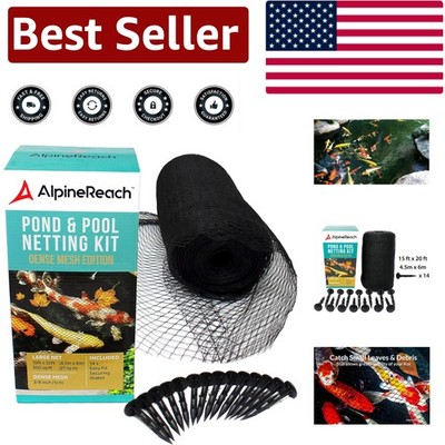 15x20 ft Black Fine Mesh Pond Netting - Ideal for Fish Protection & Cleanliness