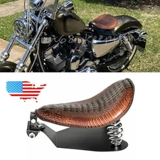 Driver Solo Seat + Spring Bracket Base For Harley Sportster Softail Dyna Chopper