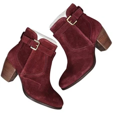 Diba Sleek Burgundy Suede Bootie 8.5 NWT