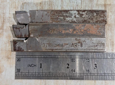 Lot 3 Carbide Lathe Tool Bits, 1/2" square, 370 Carboloy AR-8 Coromant Sandvik - Image 1 of 4