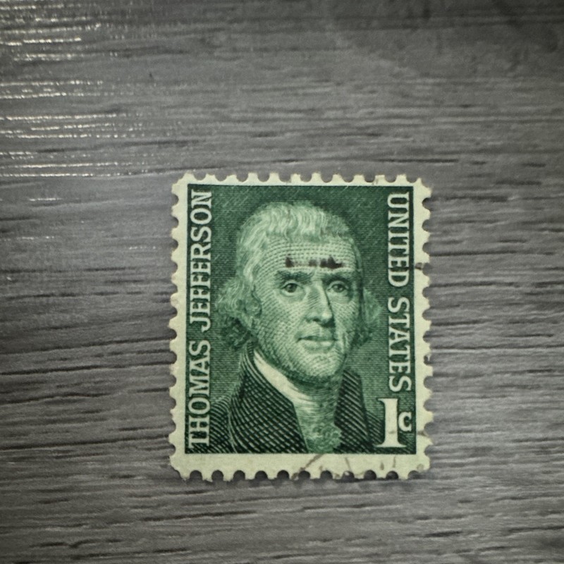 United States Used 1 Cent Green Thomas Jefferson Postage Stamp